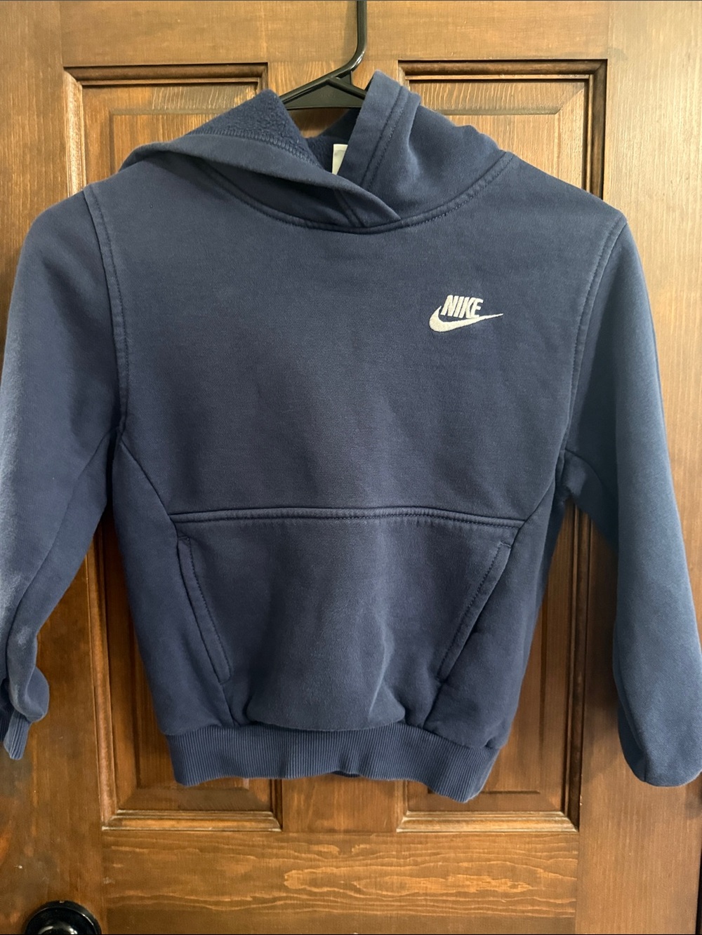 Nike Kids Navy Blue Hoodie with White Swoosh